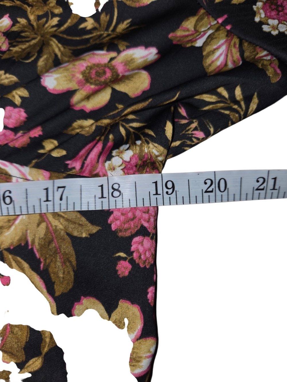 Anthropologie Black Floral V-Neck XL Long-Sleeve Blouse ruffle autumn fall - Picture 9 of 14